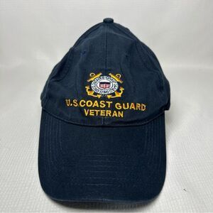U.S. Coast Guard Veteran Patch Hat Cap Eagle Crest Adjustable Blue & Gold